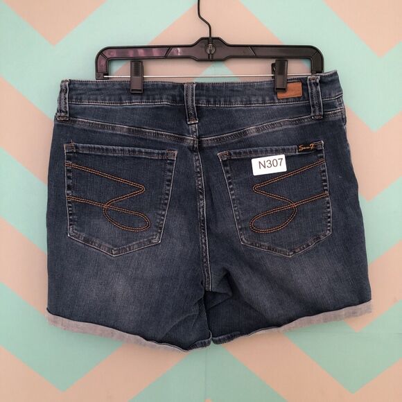 Seven7 Pants - Seven7 Women’s Blue Denim Shorts Size 12 Cuffed Mid Rise Stretch Jean Shorts